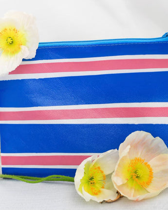 Bec Fing Designs Zipper Pouch - Pink Blue Stripe