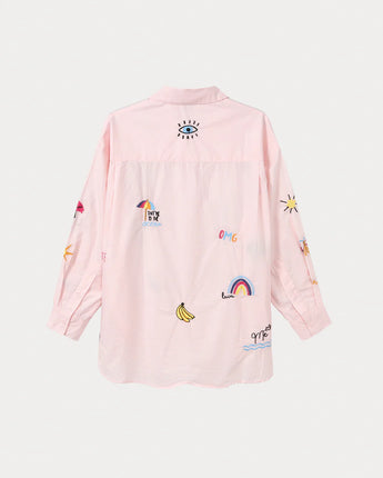 Pink Madison Oversized Embroidered Shirt