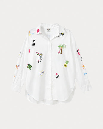 White Madison Oversized Embroidered Shirt