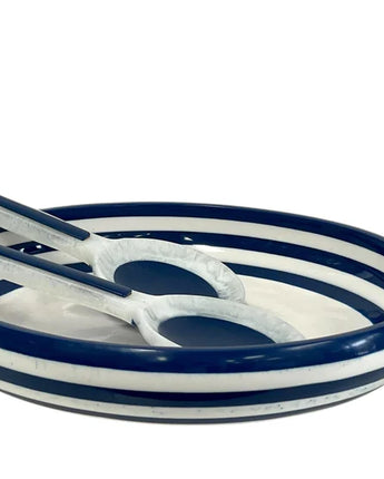 Resin Salad Servers Navy/White