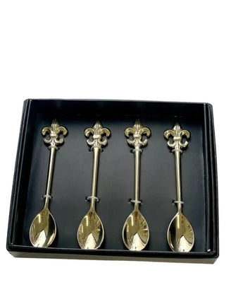 Gold Fleur De Lyes Spoon Set 4