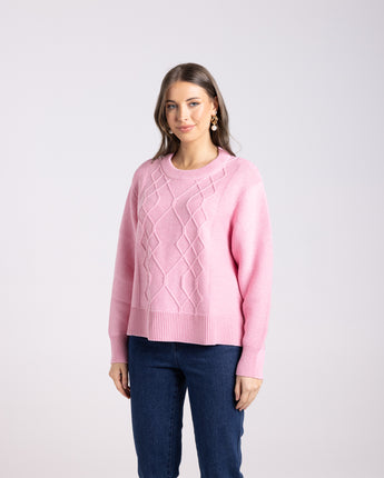 Cable Knit Jumper Full Pink
