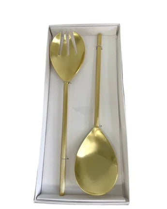 Gold Ribbed Salad Servers