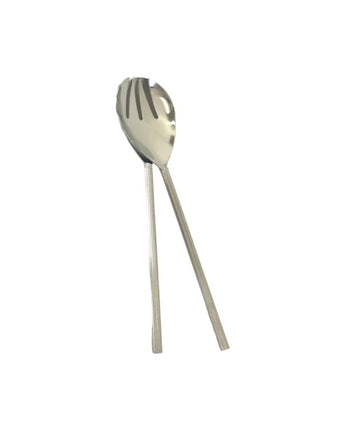 Silver Ribbed Salad Servers