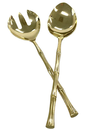Gold Bamboo Salad Servers