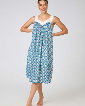 Blue Paisley Lace Nightie
