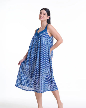 Navy Lace V Nightie
