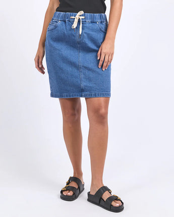 Rio Denim Skirt Mid Blue