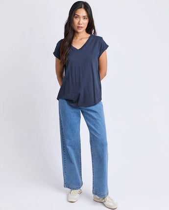 Manly Navy V Tee