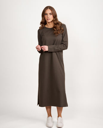 Cotton Knit Dress Moss