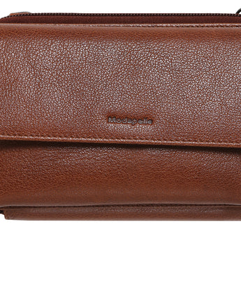 Tan Leather Crossbody Wallet