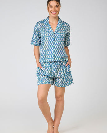 Blue Paisley Short PJ Set