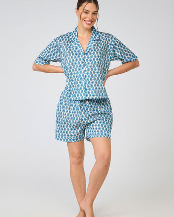 Blue Paisley Short PJ Set