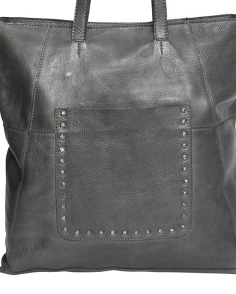 Steel Vintage Leather Tote