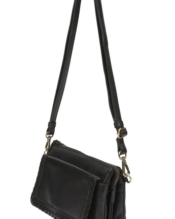 Black Leather Stitch Bag
