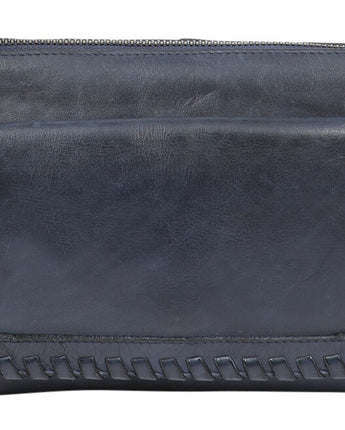 Navy Leather Stitch Bag