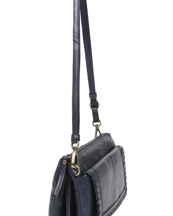 Navy Leather Stitch Bag