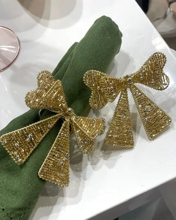 Gold Bow Napkin Ring Set of 6