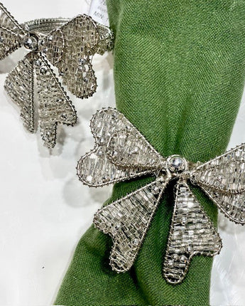 Silver Bow Napkin Ring Set of 6