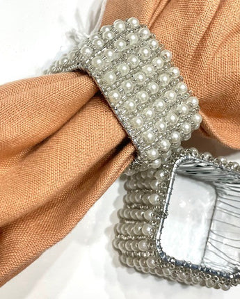Pearl Beaded Napkin Ring Set of 6