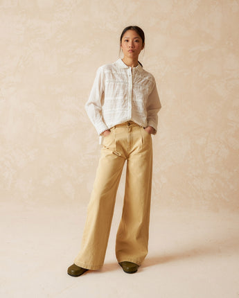Lace Insert Shirt Blanco