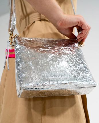 Alexis Crossbody Bag Silver Crinkle