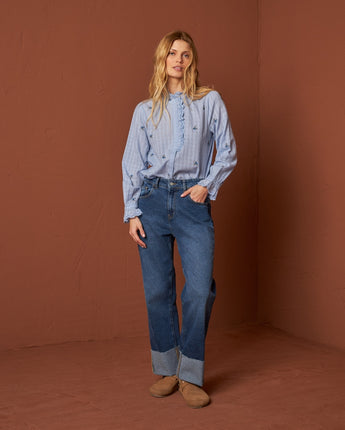 Embroidered Ruffles Shirt Provenza