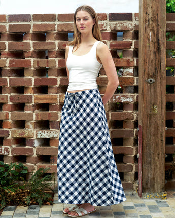 Navy Check Skir