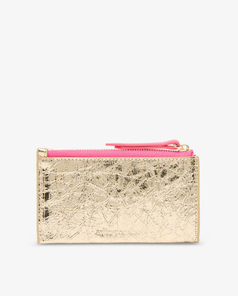 Compact Wallet Gold Crinkle