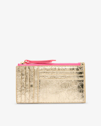 Compact Wallet Gold Crinkle