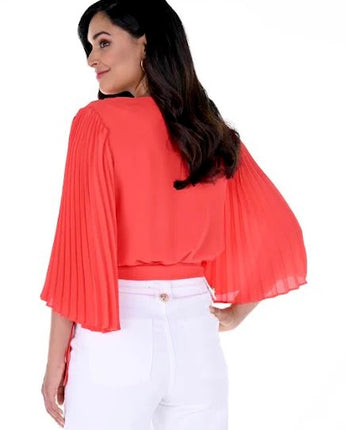 Pleat Sleeve Top Fire