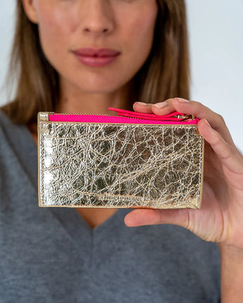 Compact Wallet Gold Crinkle