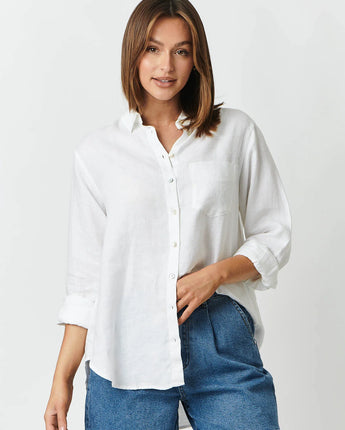 Boyfriend Linen Shirt White