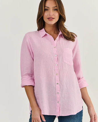 Boyfriend Linen Shirt Pink