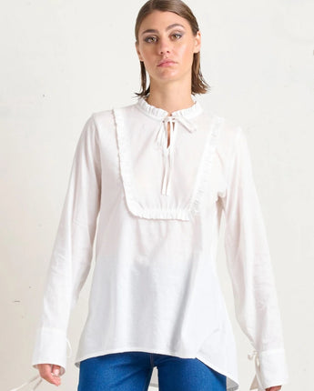 Frilled Tie Blouse Ivory
