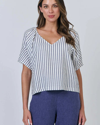 Linen Top Blue Stripe