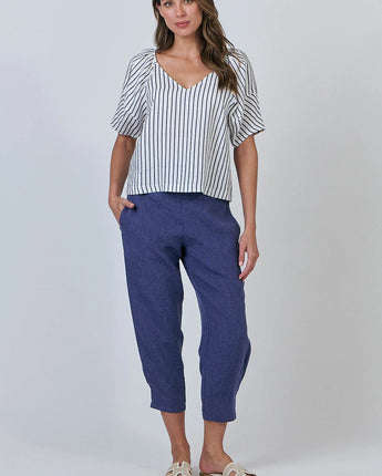 Linen Top Blue Stripe