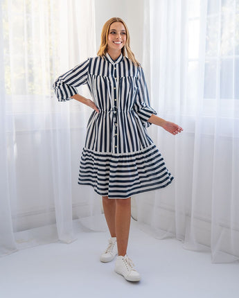 Natalia Mini Dress Navy Stripe