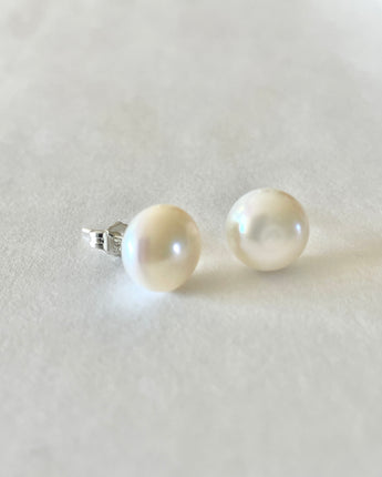 Greybird Caroline Pearl Studs - 10mm Genuine Freshwater Pearls