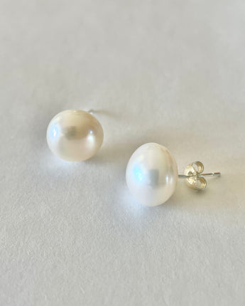 Greybird Coco Pearl Studs - 12mm Genuine Freshwater Pearls