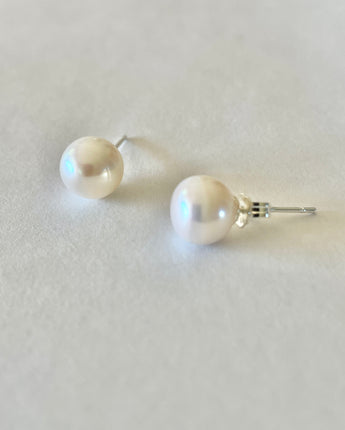 Greybird Claire Pearl Studs - 9mm Genuine Freshwater Pearls