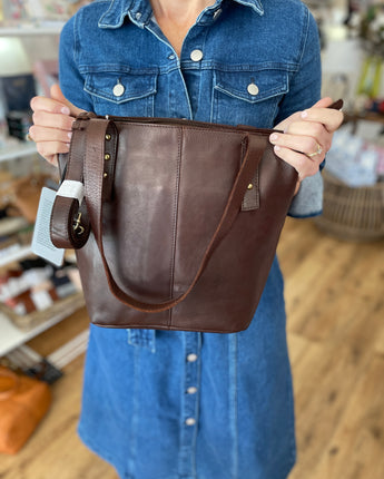 Chocolate Vintage Leather Bucket Bag