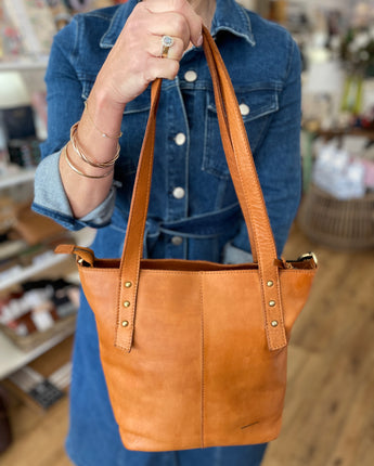 Tan Vintage Leather Bucket Bag