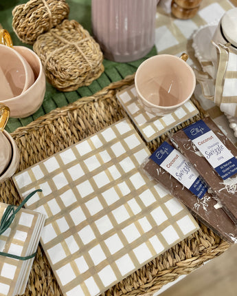 Bec Fing Designs Beige Check Coaster Set