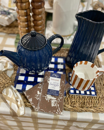 Bec Fing Designs Navy Check Coaster Set