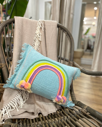 Rainbow Pom Pom Cushion