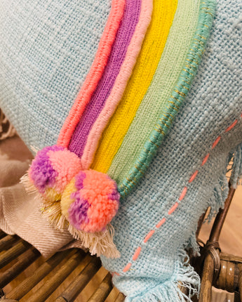 Rainbow Pom Pom Cushion
