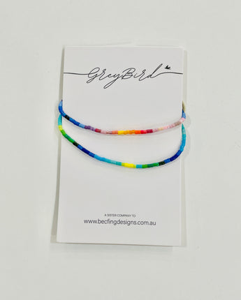 Rainbow Duo Bead Bracelet Greybird