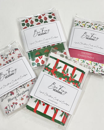 Christmas Cards Pack of 4 Baubles - Ho Ho Ho