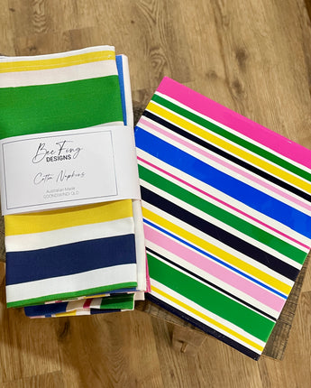 Bec Fing Designs Napkins - Pink Rugby Stripe (Set of 4)